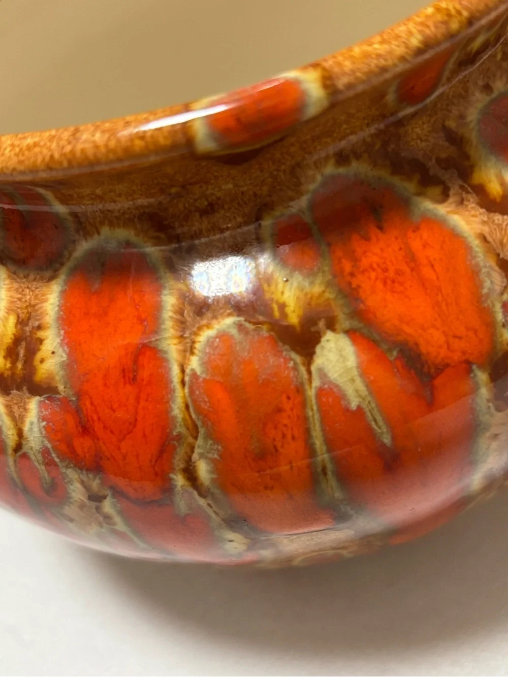 Mid century modern ceramic drip glazed vase planter
